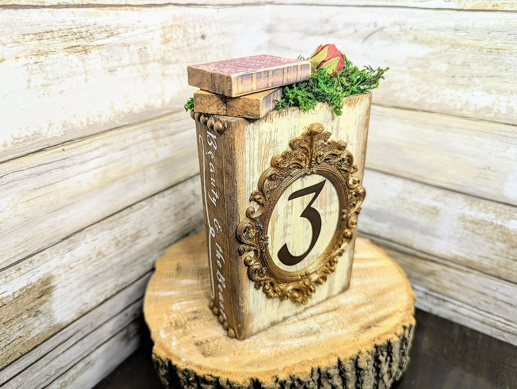Disney Beauty and beast table numbers decor, Disney wedding party table number decor,Disney wedding, Disney princess table numer