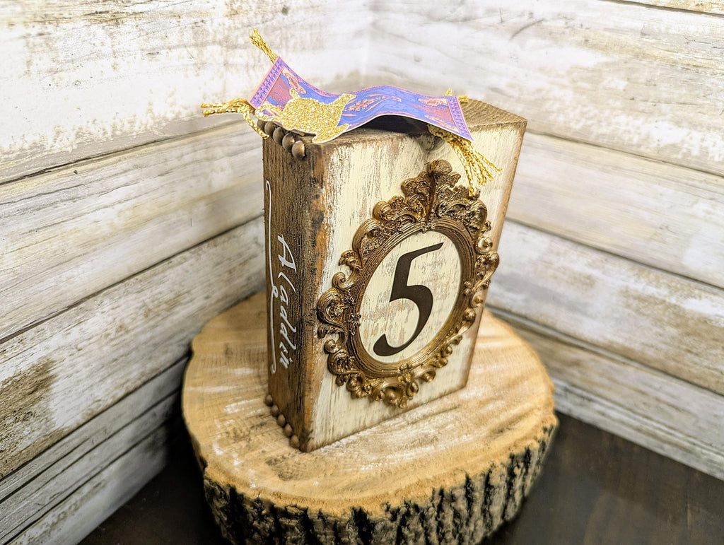 Disney Aladdin table number decor, Disney wedding table numbers, Disney wedding decor, Disney wedding, Disney princess table number