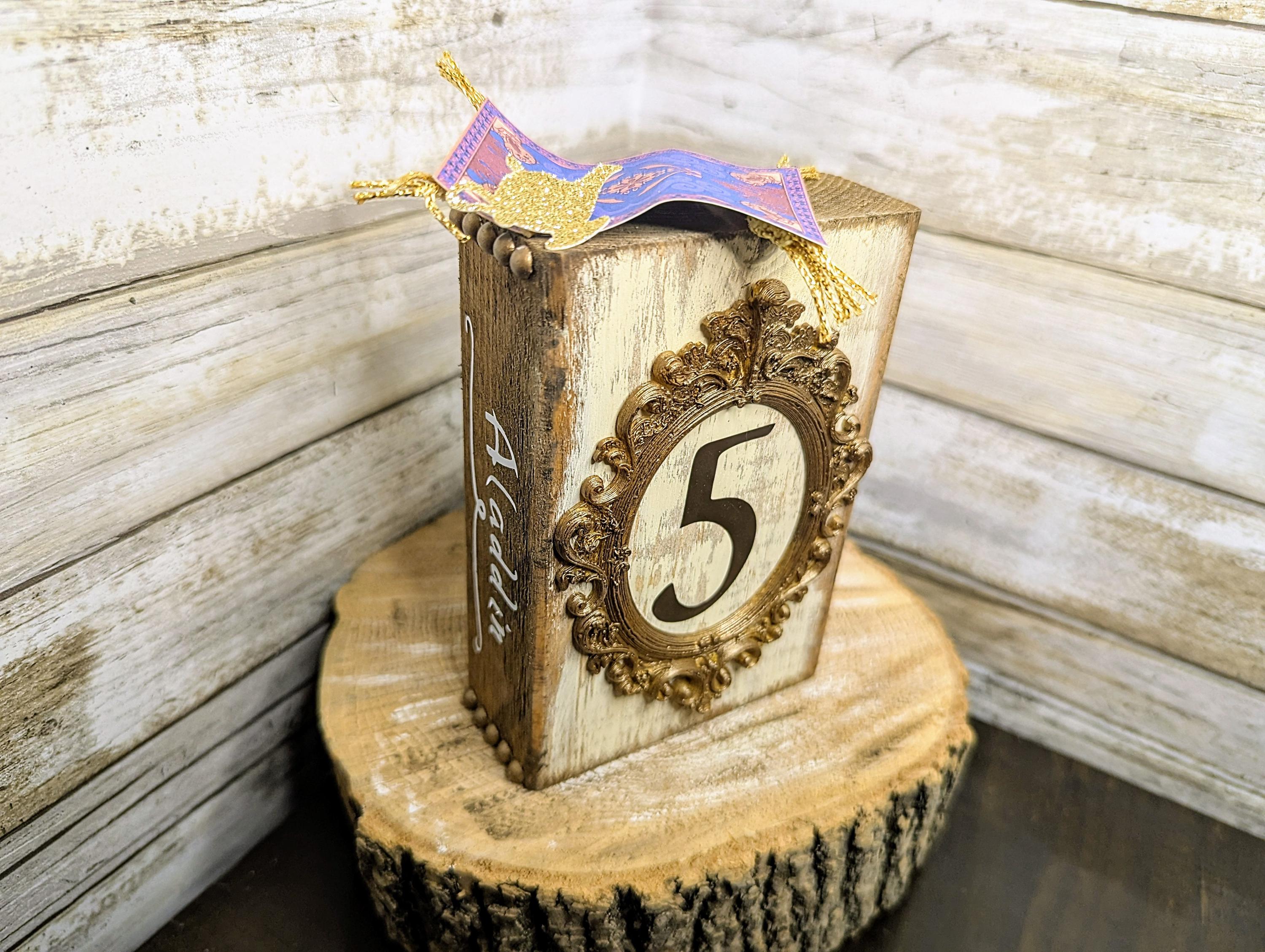 Disney Aladdin table number decor, Disney wedding table numbers, Disney wedding decor, Disney wedding, Disney princess table number