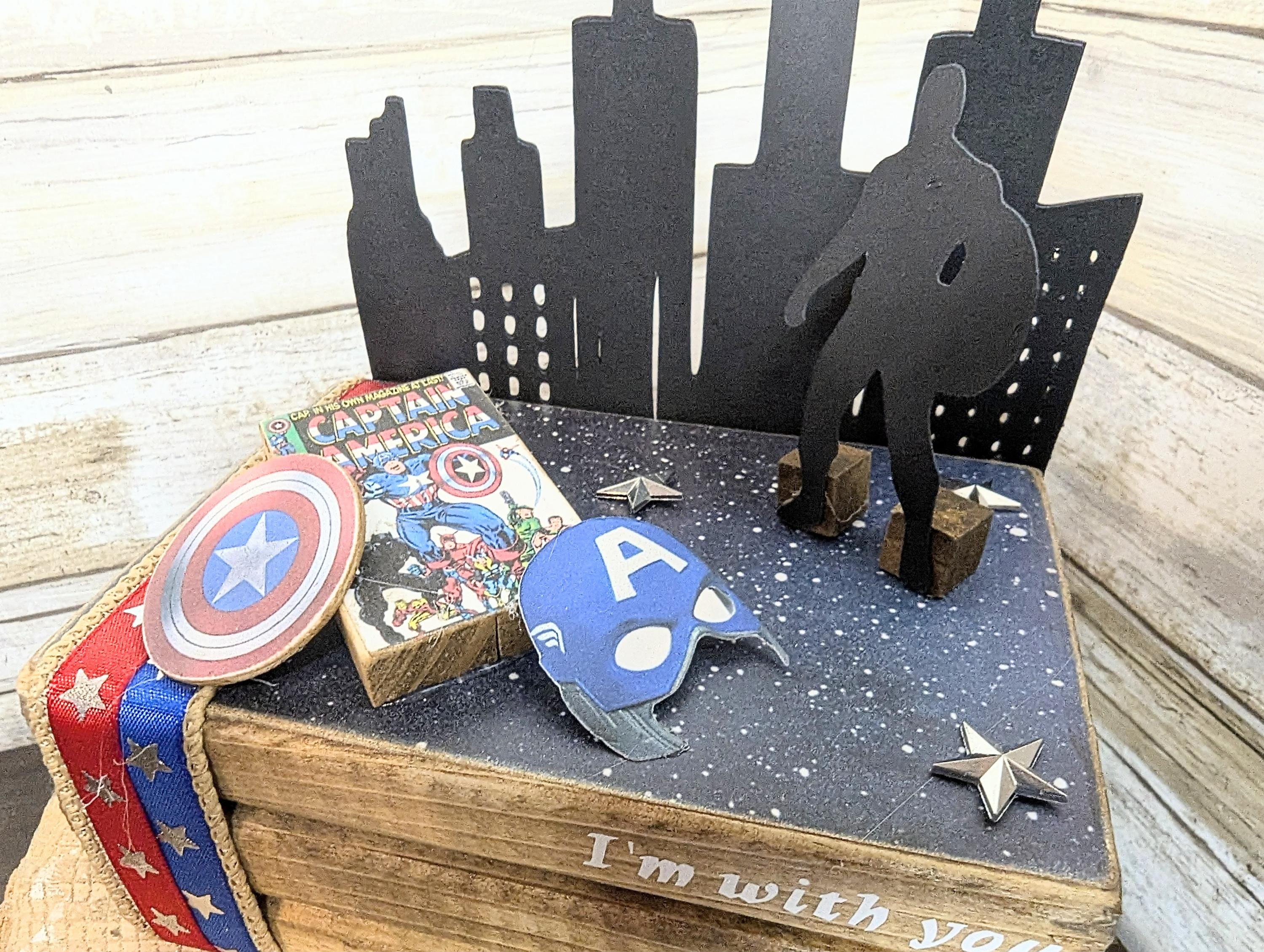 Captain America decor, super hero wedding decor, captain america centerpiece,  Captain America Party gift decor, Disney decor centerpiece
