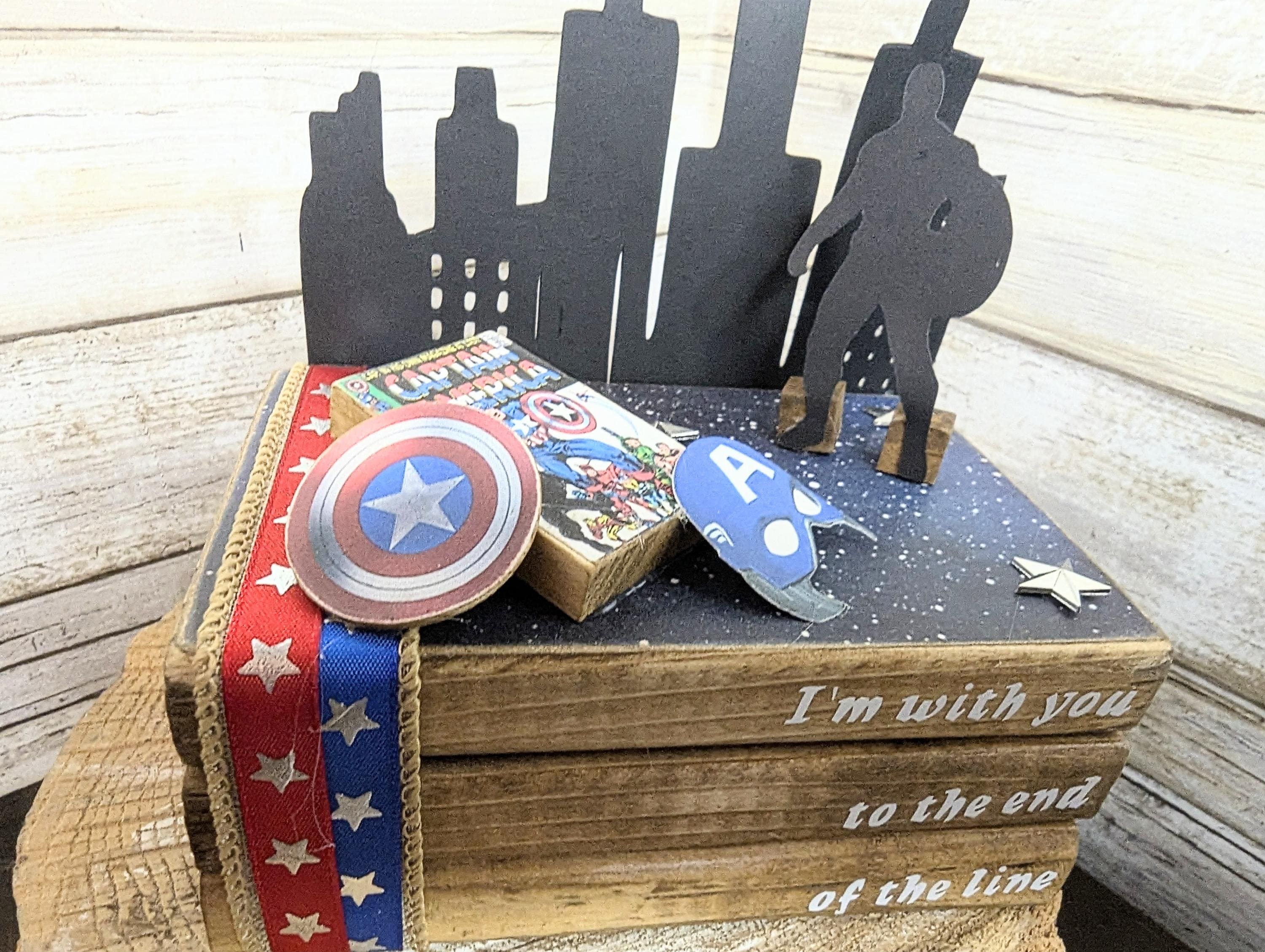 Captain America decor, super hero wedding decor, captain america centerpiece,  Captain America Party gift decor, Disney decor centerpiece