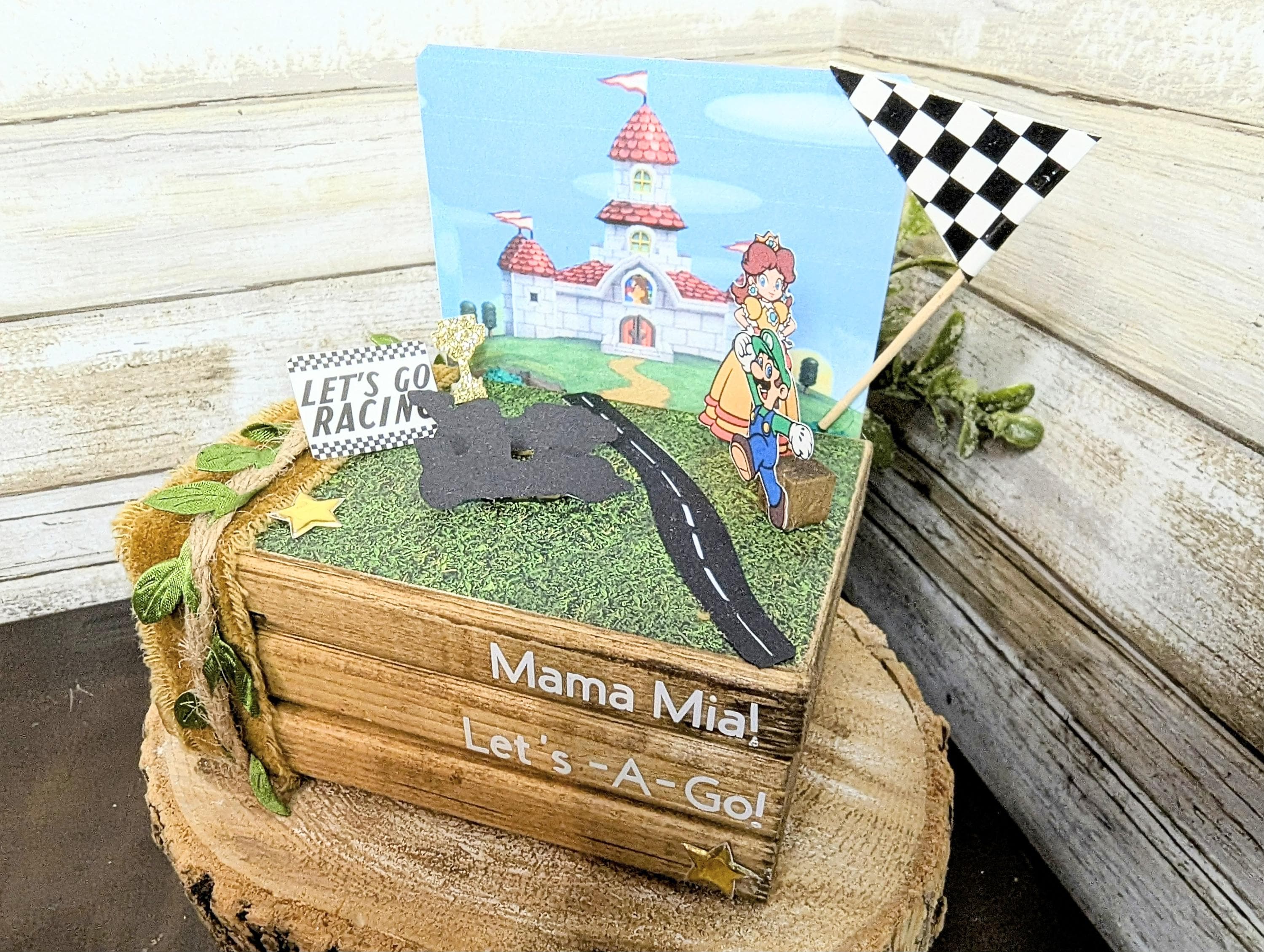 Luigi and princess daisy centerpiece, Mario cart decor, video game wedding decor, video game wedding centerpiece, Mario cart Party gift deco
