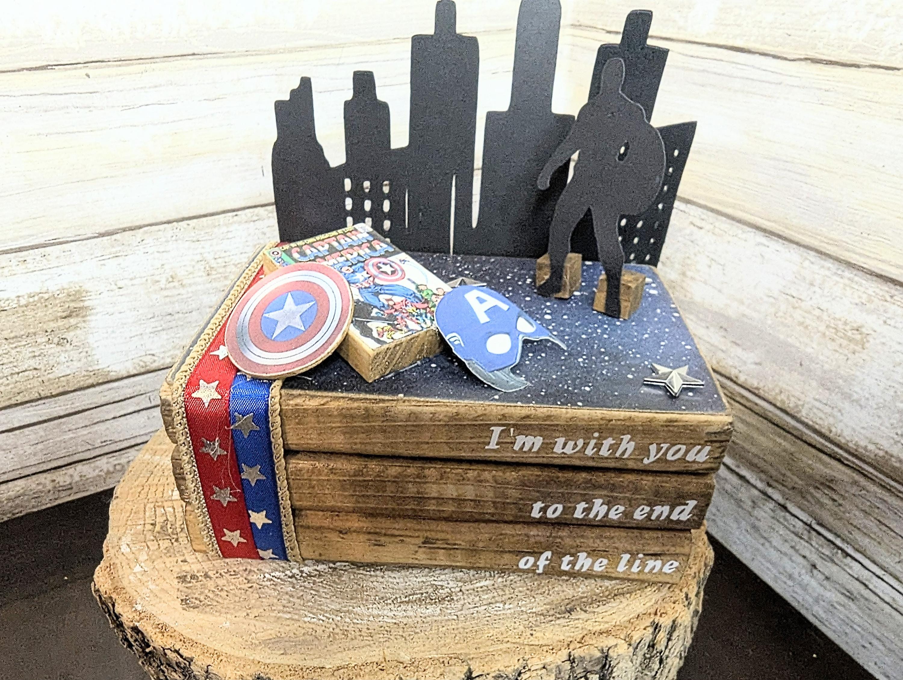 Captain America decor, super hero wedding decor, captain america centerpiece,  Captain America Party gift decor, Disney decor centerpiece
