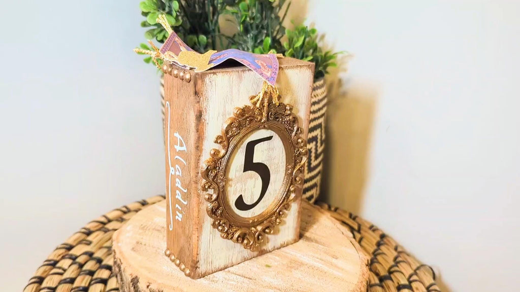 Disney Aladdin table number decor, Disney wedding table numbers, Disney wedding decor, Disney wedding, Disney princess table number